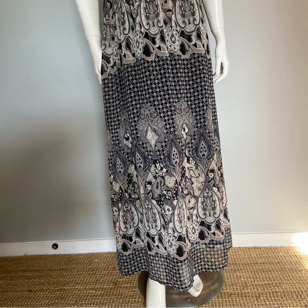 Caroline Morgan spaghetti strap maxi dress with brass beading details Size M - Picture 11 of 14